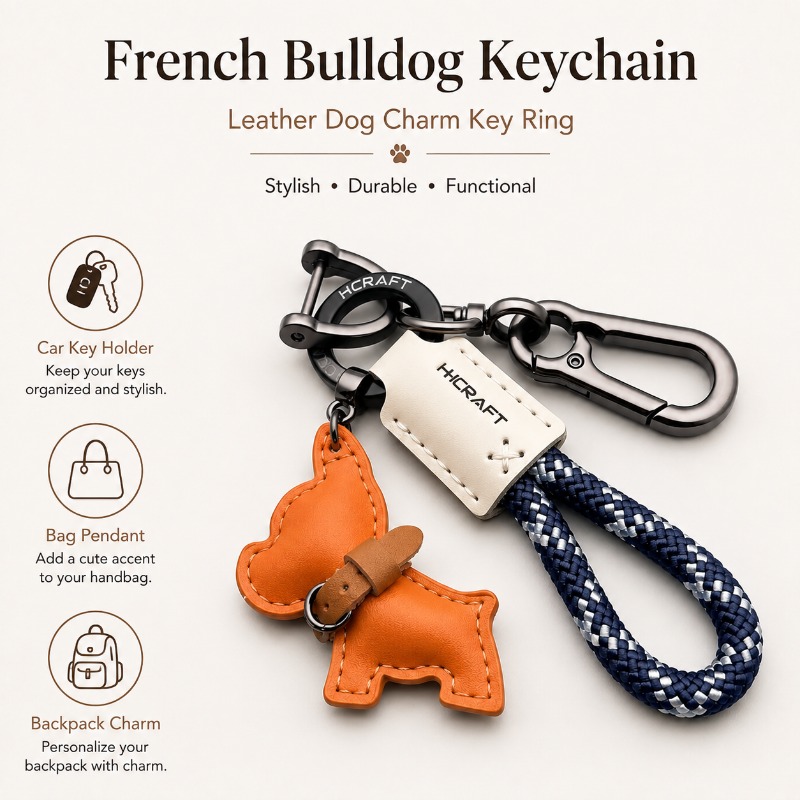 French Bulldog Key Ring Leathe - String Tension Clip ulasan dan harga