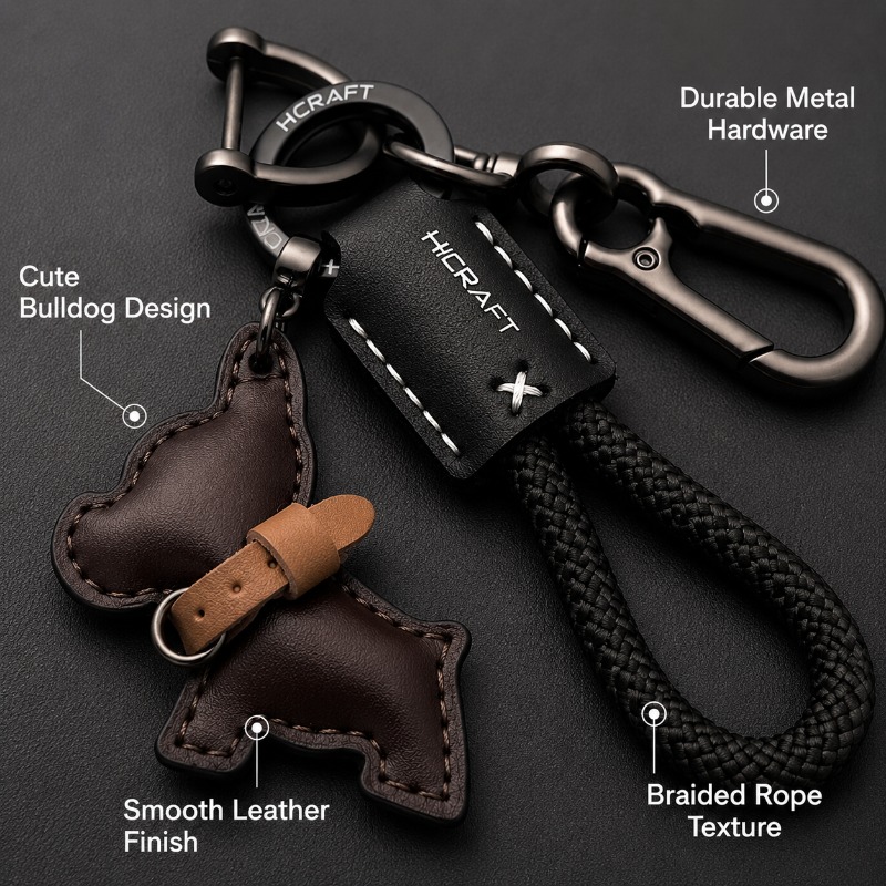 French Bulldog Key Ring Leathe - String Tension Clip ulasan dan harga