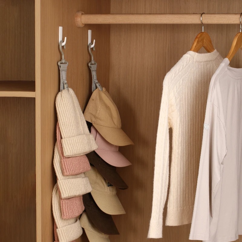 Wardrobe Hat Rack Hanging Rope - String Tension Clip ulasan dan harga