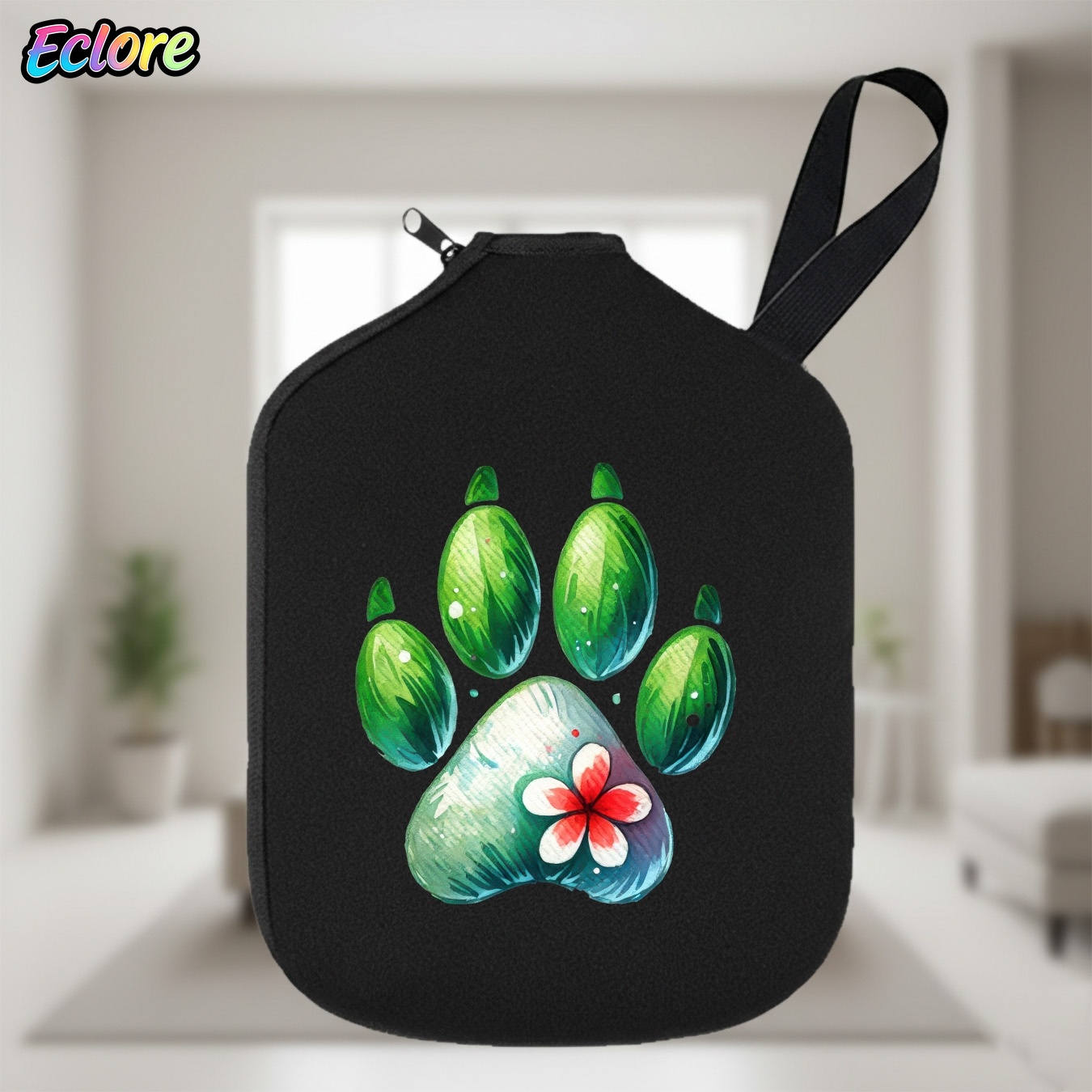 Green Watercolor Paw Print Pad - Racket Cover Bag ulasan dan harga